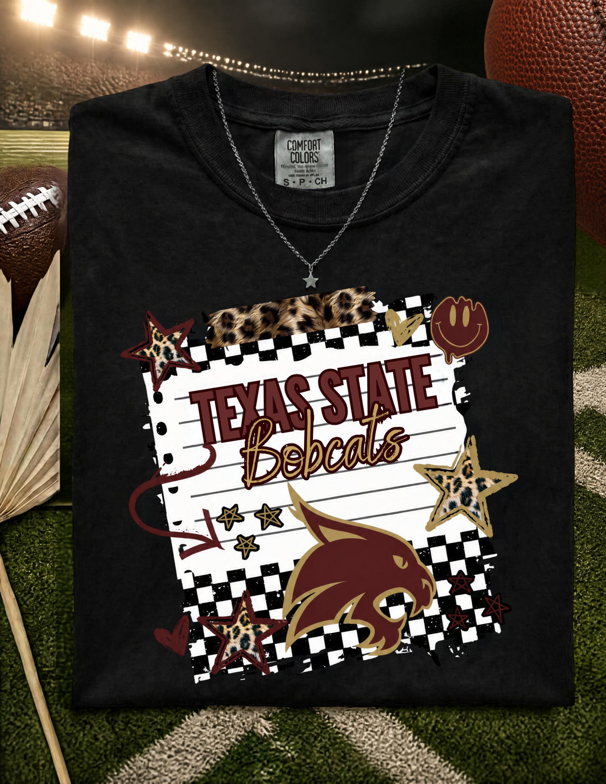 TX State Stars/Checkered T-shirt
