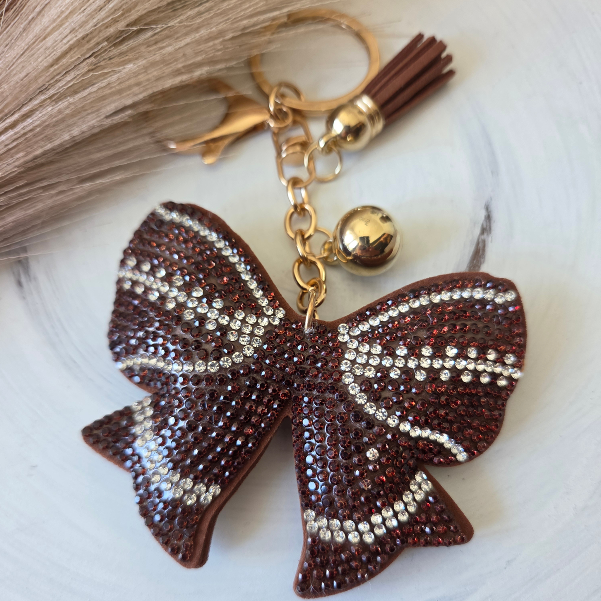 Football Bow Keychain