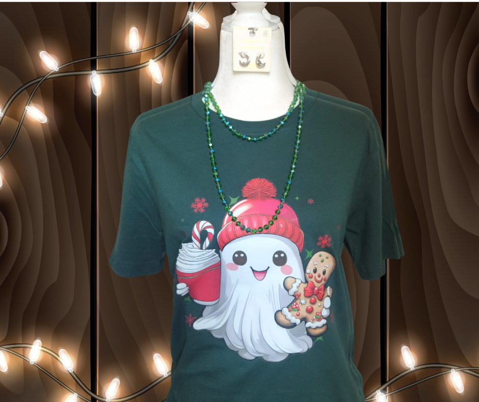 Green Christmas Ghost T-shirt
