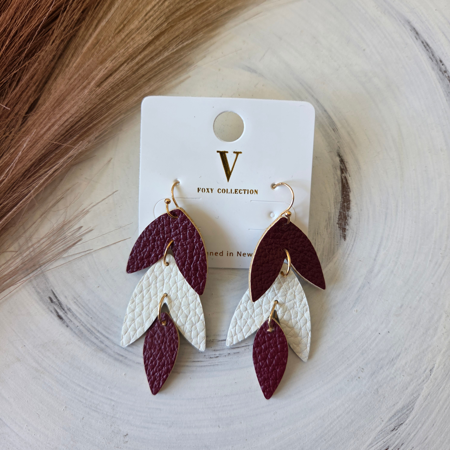 Wine & Cream Petal Earrings