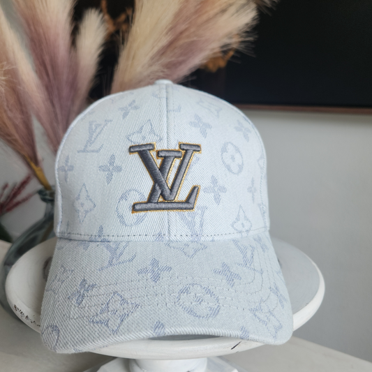 White LV Cap Embroidered