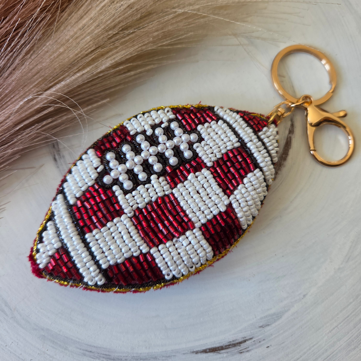 Checkered Football Keychain