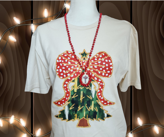 Red Bow Christmas Tree T-shirt