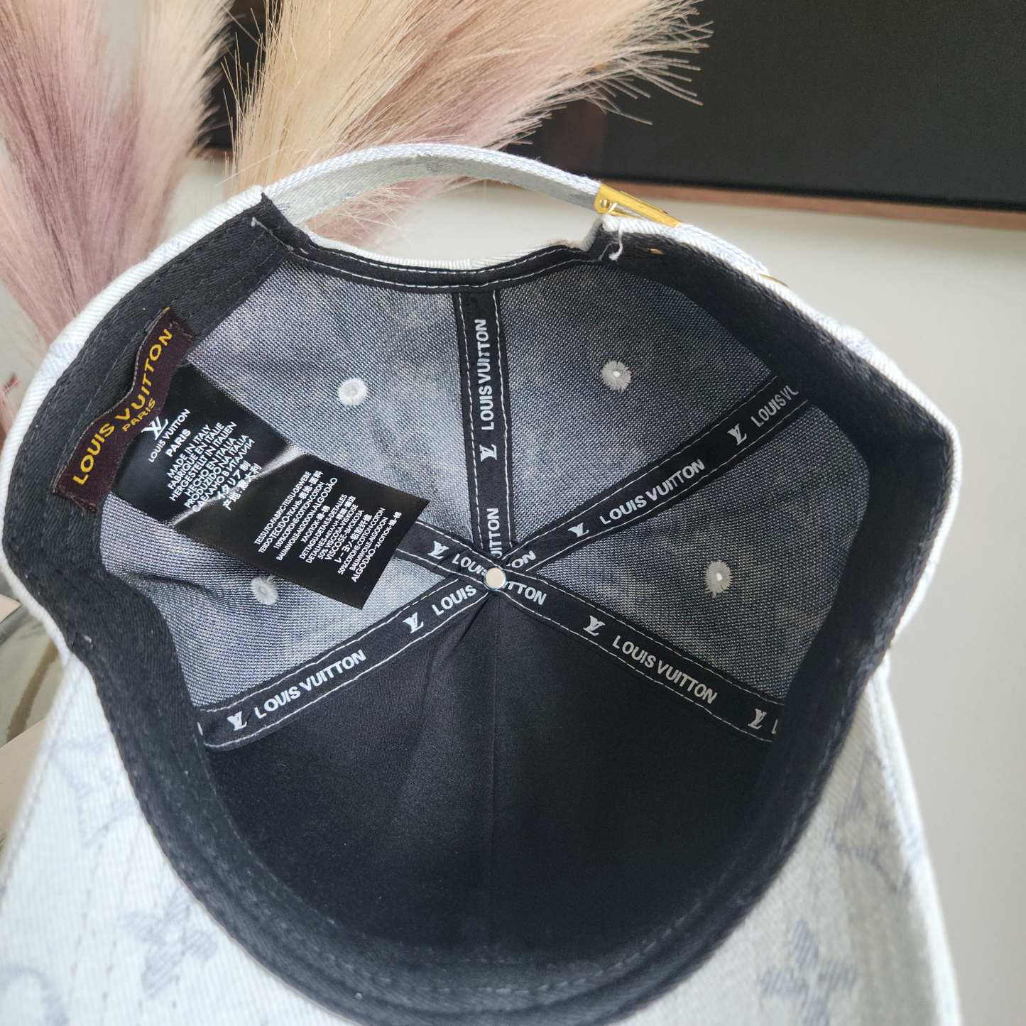 White LV Cap Embroidered