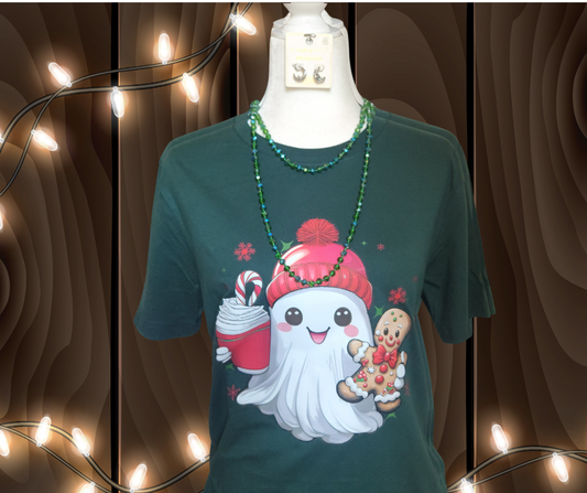 Green Christmas Ghost T-shirt