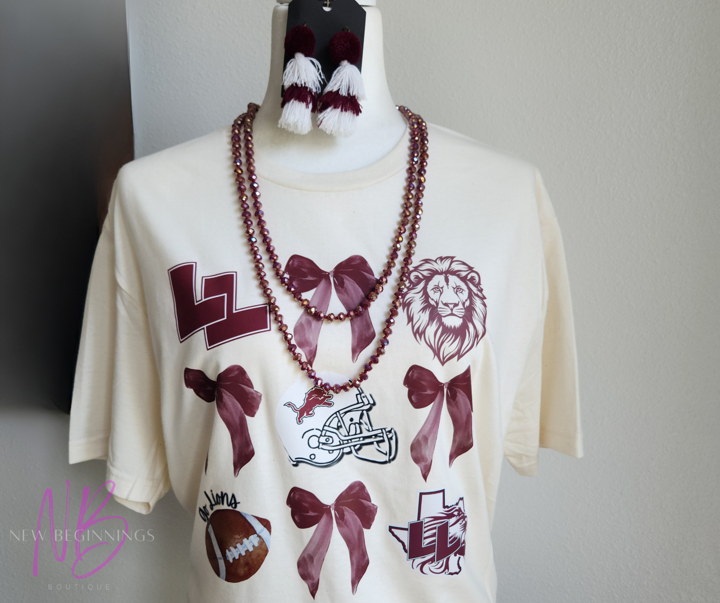 Lion Football Coquette Bow Maroon