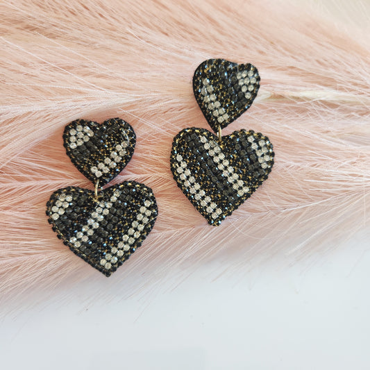 Silver/Black Heart