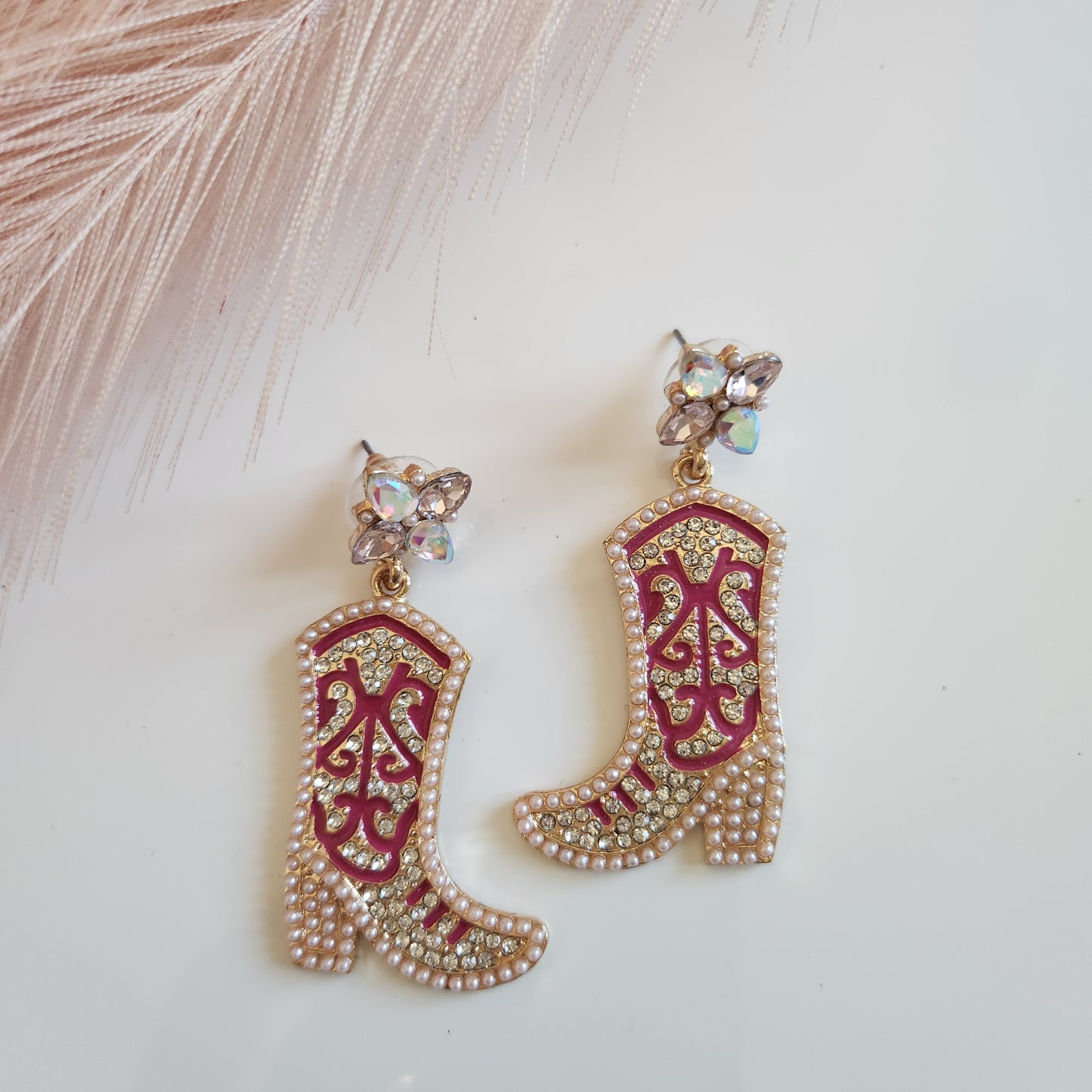 Pink Rhinestone Boots
