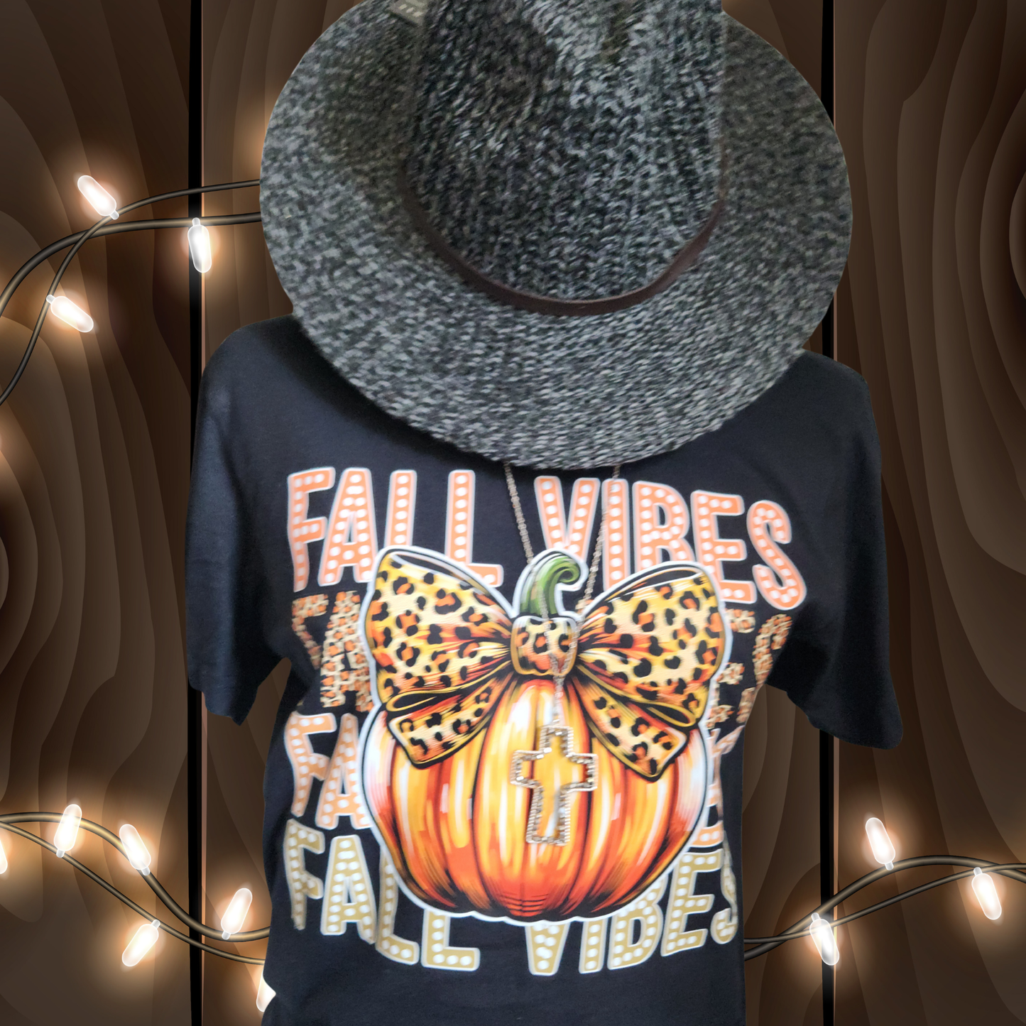 Fall Vibes Pumpkin Leopard Bow Shirt