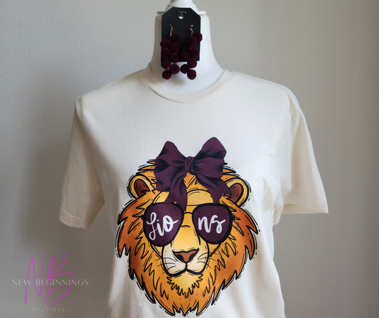 LION MAROON BOW SHIRT