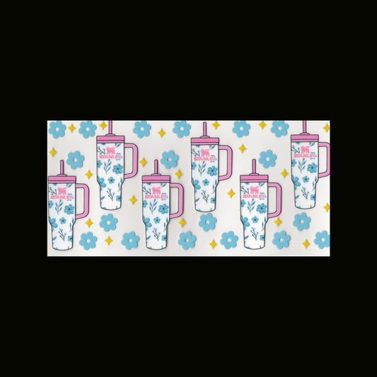 Blue Flower Stanley Cupwrap