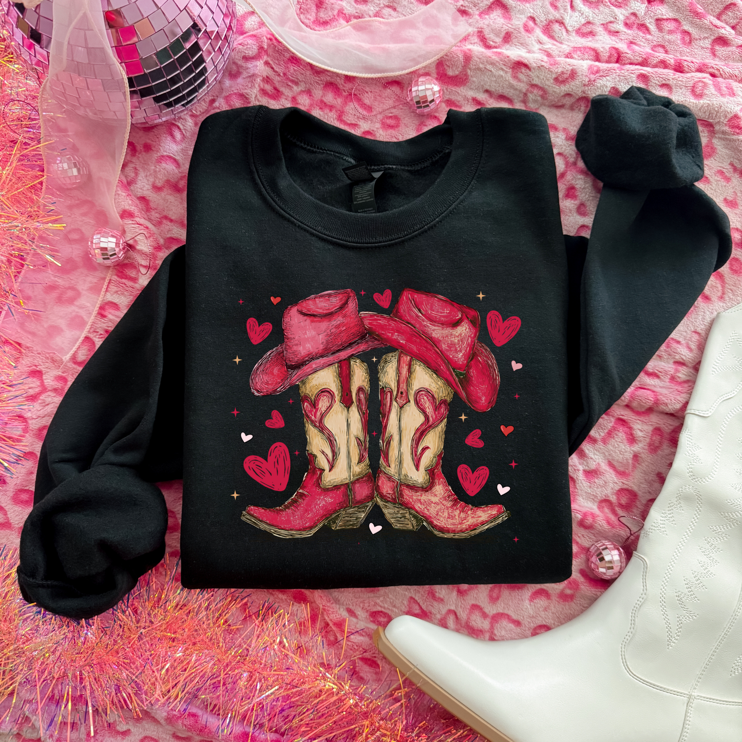 Cowboy Boots Hat Sweatshirt