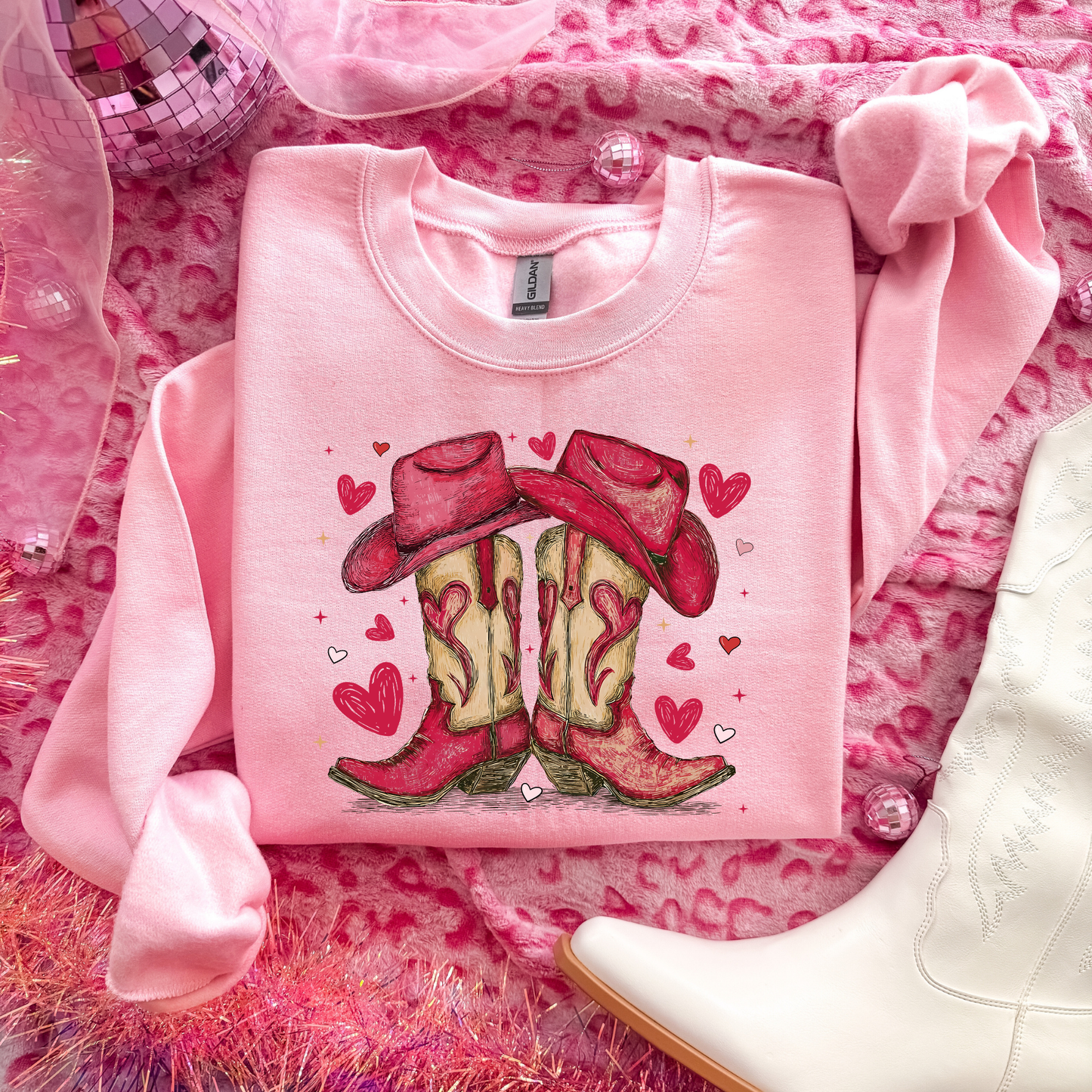 Cowboy Boots Hat Sweatshirt