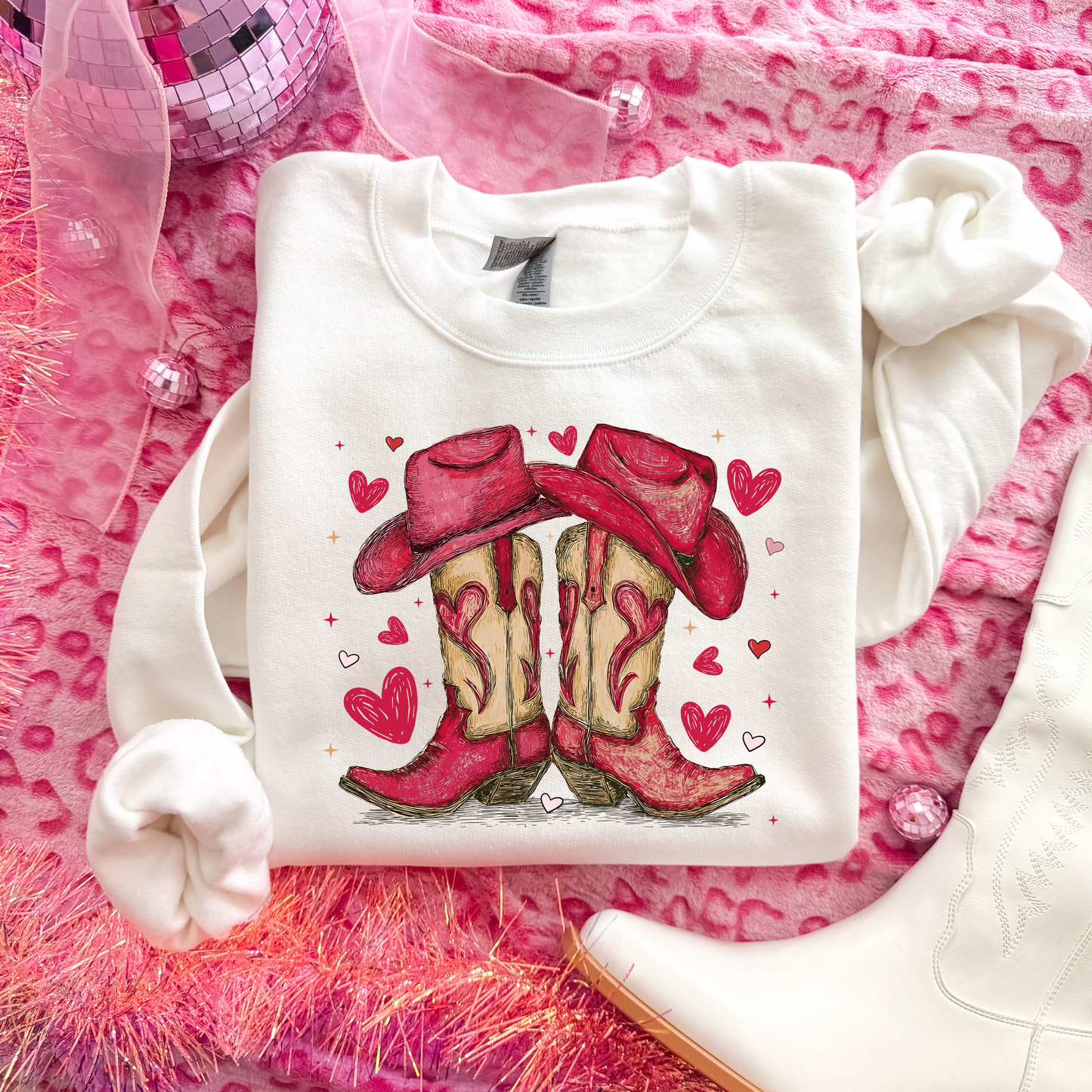 Cowboy Boots Hat Sweatshirt