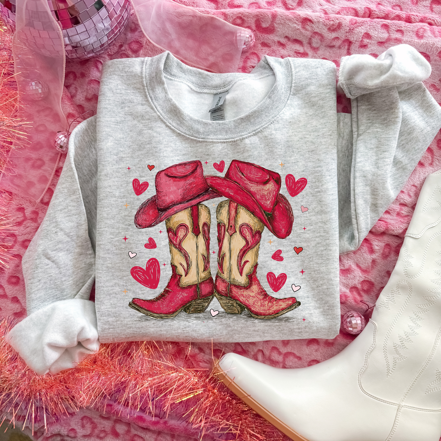 Cowboy Boots Hat Sweatshirt