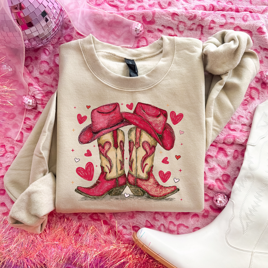 Cowboy Boots Hat Sweatshirt
