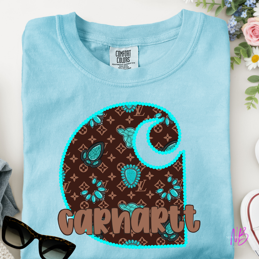 LV Brown Turquoise Carhartt Tshirt